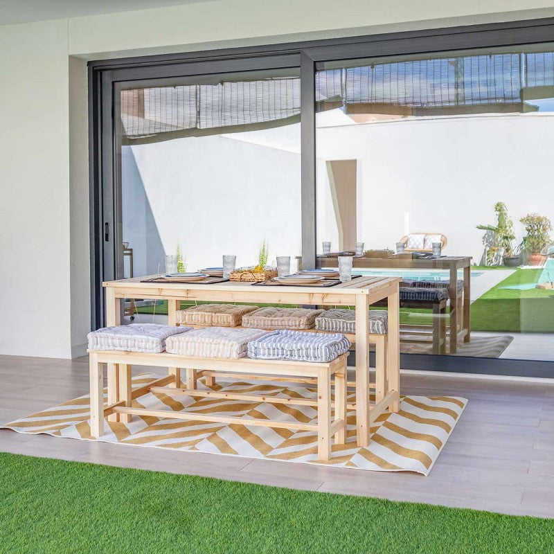 ENSEMBLE TABLE EN BOIS ET DEUX BANCS WALES