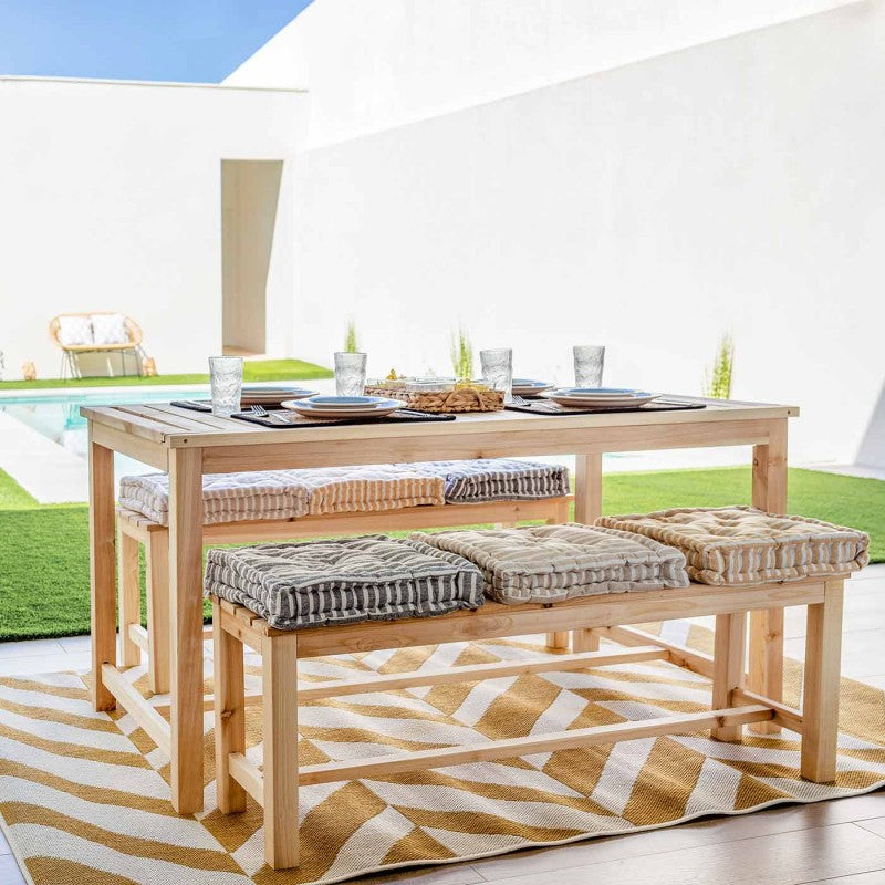 ENSEMBLE TABLE EN BOIS ET DEUX BANCS WALES