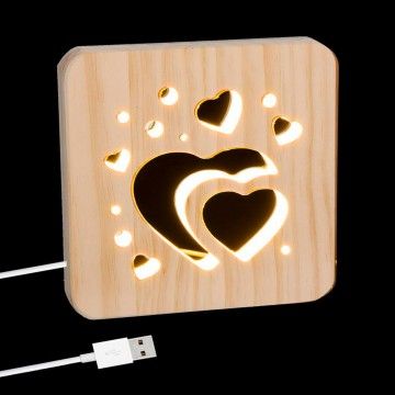 LAMPE LED USB LOVE WOOD