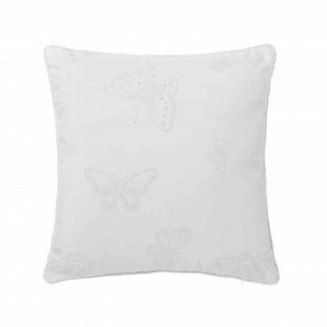 COUSSIN PAPILLON GRIS BLANC 45CM