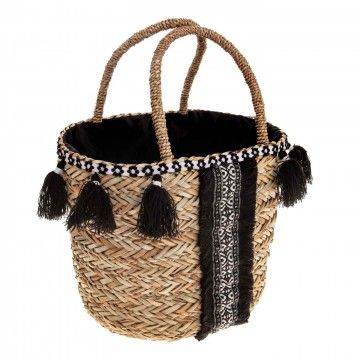 PANIER NAZARET NOIR POMPON 31CM