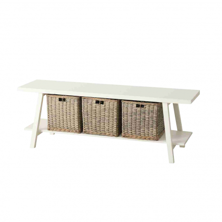 BANC VALENTINA 3 PANIERS BLANC