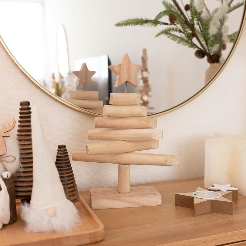 ARBRE DE NOËL EN BOIS D'ÉLAN 26cm